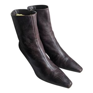 Michelle D Women's Size 9M Shoes Brown Leather Zip Up Comfort Career Ankle Boots